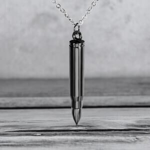 NEW black stainless steel bullet pendant necklace jewelry gift men B20